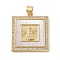 Brass Micro Pave Cubic Zirconia Pendants, with Shell Charms, Virgin Mary, Real 18K Gold Plated, Square, 24.5x21.5x3.5mm, Hole: 3.5x4mm