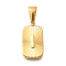 304 Stainless Steel Pendants, Rectangle with Letter Charm, Real 18K Gold Plated, Letter I, 22x12.5x4mm, Hole: 8x4mm