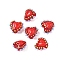 Handmade Lampwork Bumpy Beads Heart, with Enamel, Two Tone, FireBrick, 13.5~15x14~16.5x7.5~10mm, Hole: 1.2mm