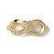 Brass Micro Pave Clear Cubic Zirconia Connector Charms, Infinity with Heart, Golden, 11.5x21.5x5.5mm, Hole: 1.2mm
