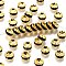 Brass Rhinestone Spacer Beads, Grade A, Straight Flange, Golden Metal Color, Rondelle, Jet, 8x3.8mm, Hole: 1.5mm