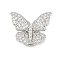 Brass Micro Pave Clear Cubic Zirconia Magnetic Clasps, Butterfly, Platinum, 15x18x7.5mm, Hole: 1.2mm and 1.4mm