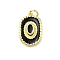 Brass Enamel Pendants, with Jump Rings, Cowboy Hat Charm, Long-Lasting Plated, Lead Free & Cadmium Free, Real 18K Gold Plated, Rack Plating, Black, 18x12.5x4mm, Hole: 3mm