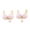 Real 18K Gold Plated Brass Micro Pave Clear Cubic Zirconia Pendants, with Enamel, Long-Lasting Plated, Swimwear, Pink, 23x20x6.5mm, Hole: 6.5x3.5mm