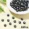 Opaque Acrylic Horizontal Hole Beads, with Enamel, Flat Round, Letter E, 7x4mm, Hole: 1.5mm