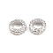Brass European Beads, Hammered Ring, Large Hole Beads, Rack Plating, Long-Lasting Plated, Lead Free & Cadmium Free, Platinum, 8x2.5mm, Hole: 4mm