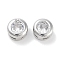 Brass with Single Cubic Zirconia Slide Charms, Flat Round, Platinum, Clear, 5.5x3.5mm, Hole: 3x0.6mm