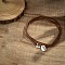 Flat Round & Oval Alloy Pendant Suede Cord Multi-Layer Choker Necklaces for Women, Platinum, Saddle Brown, 31.50 inch(80cm)