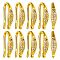 10 Pairs Brass Micro Pave Clear Cubic Zirconia Earring Hooks, Ear Wire, with Loops, Leaf, Golden, 15x3mm, Hole: 1mm, Pin: 0.8mm