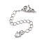 Brass with Cubic Zirconia Chain Extender, End Chains, Heart, Platinum, 73mm
