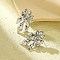 304 Stainless Steel Flower Stud Earrings for Women, Stainless Steel Color, 40.5x27.5mm