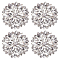 4Pcs Iron Glass Cabochons, with Rhinestone, Flower, Clear, 45x46.5x6mm