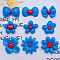Opaque Resin Cabochons, Flower & Bowknot, Dodger Blue, 17~30.5x21~30.5x4.5~7.5mm