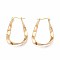 Arch Brass Hoop Earrings, Nickel Free, Real 18K Gold Plated, 36x25.5~26x3mm