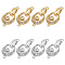 8Pcs 2 Colors Brass Micro Pave Clear Cubic Zirconia Fold Over Clasps, Moon, Platinum & Golden, 26.5mm, 4pcs/color