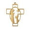 304 Stainless Steel Pendants, Cross and Praying Virgin Mary, Golden, 32x23.5x1.5mm, Hole: 1.5mm