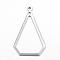 Tarnish Resistant 304 Stainless Steel Open Pendants, Teardrop, Stainless Steel Color, 39x23x1mm, Hole: 1.8mm
