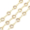 Brass Link Chains, with Glass, Soldered, Cadmium Free & Nickel Free & Lead Free, with Spool, Flat Round, Clear, 12x6.5x3mm, about 32.81 Feet(10m)/Roll