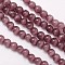Cat Eye Beads Strands, Round, Old Rose, 6mm, Hole: 1mm, about 68pcs/strand, 15.5 inch