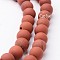 Frosted Round Natural Red Jasper Bead Strands, 6mm, hole: 1mm, about 63~65pcs/strand, 15 inch
