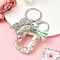 Resin & Acrylic & Faux Suede Tassel Keychain, with Alloy Clasp and Iron Rings, Letter U, 0.9cm