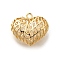 Brass with Cubic Zirconia Pendants, Hollow Heart Charms, Real 18K Gold Plated, 20x23x12mm, Hole: 2mm