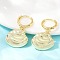 Brass Hoop Earrings, Real 18K Gold Plated, Shell Shape, 32x19mm