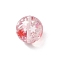 Transparent Resin Enamel Beads, Round with Firework, with Paillette, Red, 14.5x1mm