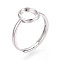 Adjustable 925 Sterling Silver Blank Oval Bezel Ring Settings, Open Back Ring Trays Base, Platinum, 10.5mm,17mm, Tray Size: 7x9mm