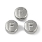 Anti-Tarnish 304 Stainless Steel Beads, Flat Round with Letter, Stainless Steel Color, Letter F, 7x3.8mm, Hole: 1.8mm