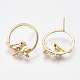 Brass Cubic Zirconia Stud Earring Findings X-KK-S350-421G-2