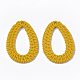 アクリルパーツ  模造ラタン編み風  ティアドロップ  ゴールド  49.5x34x4mm  穴：1.5mm OACR-T010-03B-2
