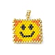 手作りミユキ日本の種子織機模様シードビーズ  笑顔のペンダントが付いた長方形  レッドオレンジ  24x20.5x2mm  穴：2.5mm PALLOY-MZ00122-01-1