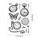 GLOBLELAND Vintage Clock Clear Stamps Pocket Watch Butterfly Silicone Clear Stamp Seals for Cards Making DIY Scrapbooking Photo Journal Album Decoration DIY-WH0167-56-834-7