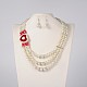 Glass Pearl Beaded Necklaces and Dangle Earrings Jewelry Sets X-SJEW-F034-05B-5
