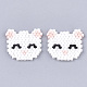 手作り子猫日本のシードビーズ  織機模様  猫の頭  ホワイト  18.5~19x20x2mm SEED-T002-37A-2