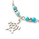 304 bracelet de cheville breloque tortue en acier inoxydable avec perles rondes en jade blanc naturel pour femme AJEW-AN00498-04-4