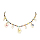 Collier de bavoirs en coquille naturelle mauvais œil et perles avec chaînes de perles de graines de verre NJEW-TA00104-2