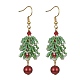 Arbre de Noël en perles miyuki delica avec boucles d'oreilles pendantes en perles de verre EJEW-MZ00090-1