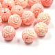 Craved Flower Round Dyed Synthetical Coral Beads CORA-P001-36-8mm-1