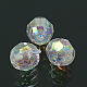 Ab Farbe überzogen klaren transparenten Acryl runde Perlen X-TACR-H003-2-1