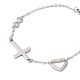 Cross & Heart & Infinity 304 Stainless Steel Link Chain Bracelets with Cable Chains BJEW-JB09513-2
