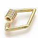 Brass Micro Pave Clear Cubic Zirconia Screw Carabiner Lock Charms ZIRC-S066-006-2