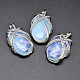 Oval Platinum Plated Brass Opalite Pendants G-F228-34A-RS-1