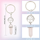 DELORIGIN 6Pcs Round Crystal Natural & Synthetic Keychain KEYC-DR0001-01-2