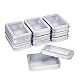 BENECREAT 10 Pack Rectangle Metal Tin Storage Containers Empty Metal Tin Box with Large Clear Window Lid for Jewelry CON-BC0005-23-1