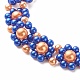 Pulsera de eslabones de flores trenzadas de perlas acrílicas con cierre de palanca de aleación para mujer BJEW-JB08101-5