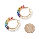 Shell Pearl & Evil Eye Lampwork Beaded Hoop Earrings EJEW-TA00115-4