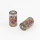 Flower Printed Transparent Acrylic Column Beads TACR-O001-01A-1