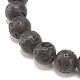 Natural Lava Rock & Tibetan Agate Round Beaded Stretch Bracelet BJEW-JB08318-02-4